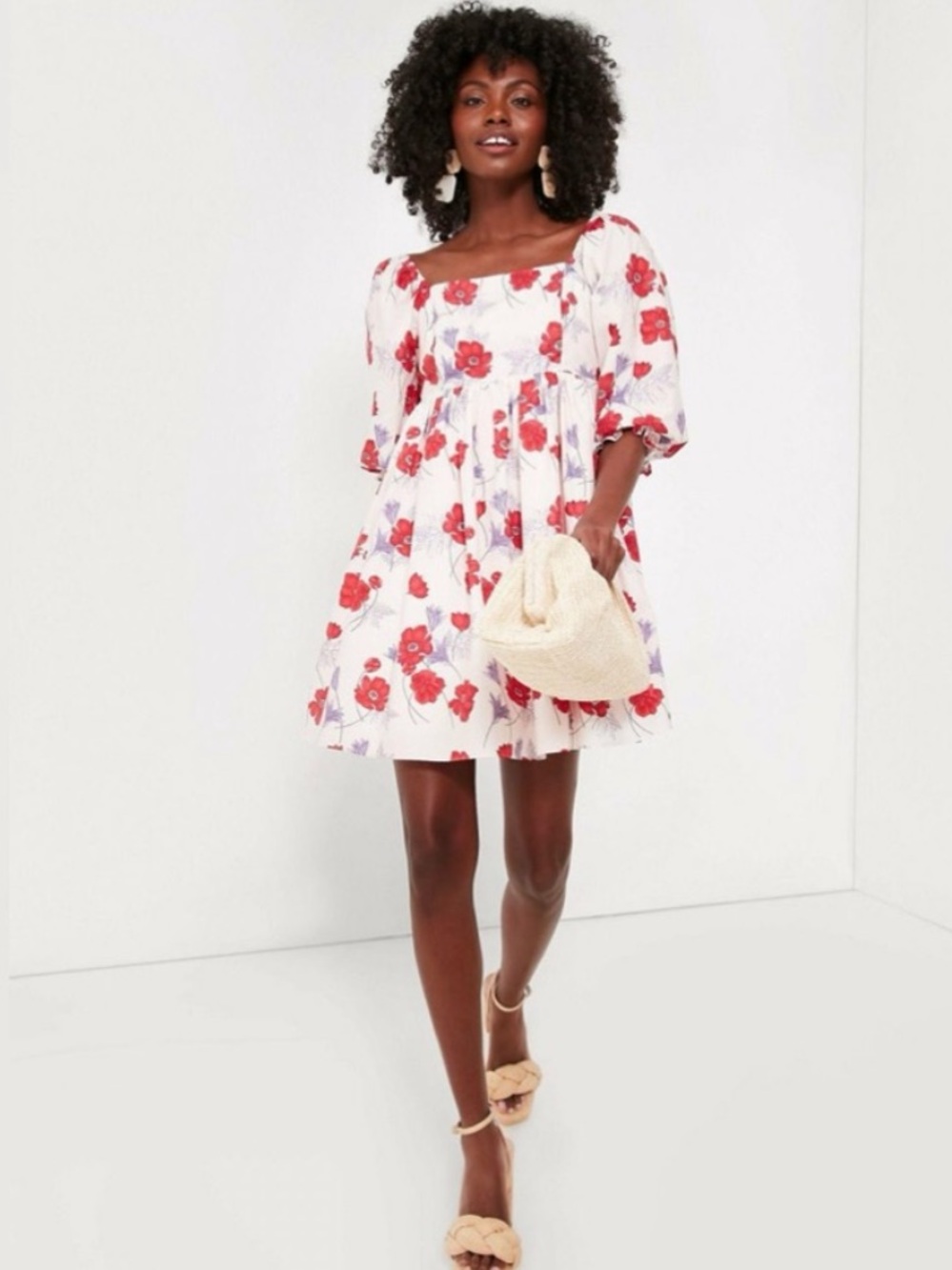 Hyacinth House by Tuckernuck Veronica Square Neck Floral Print Mini Dress Sz L